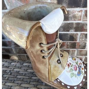 The Clay Cobbler Vintage Terra Cotta Old Style Boot Vase Planter Wildflower L